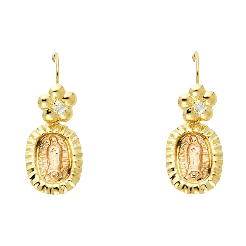 FB Jewels 14K Yellow Gold Our Lady Guadalupe Virgin Mary CZ Cubic ...