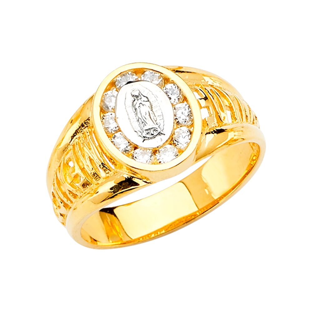 FB Jewels 14K Yellow Gold Our Lady of Guadalupe Virgin Mary Cubic ...