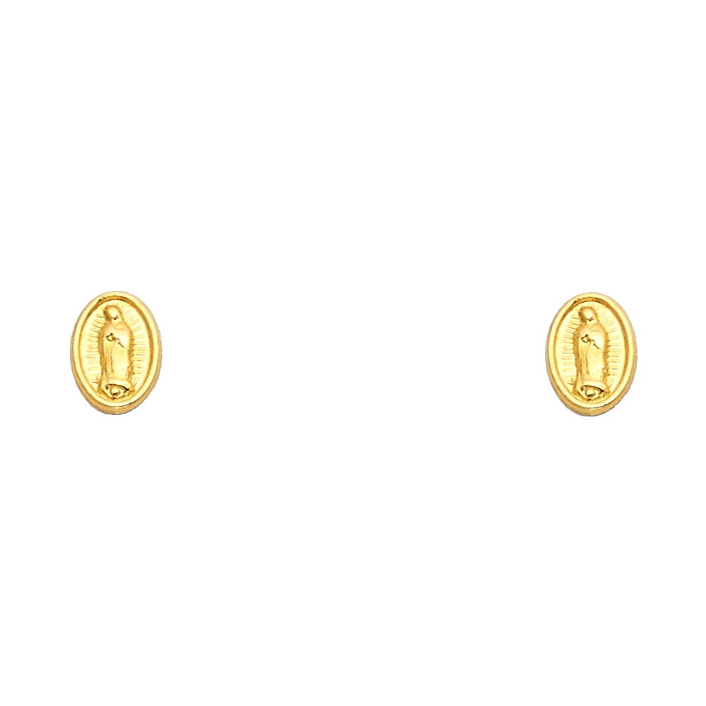 FB Jewels 14K Yellow Gold Our Lady of Guadalupe Virgin Mary Womens Stud ...