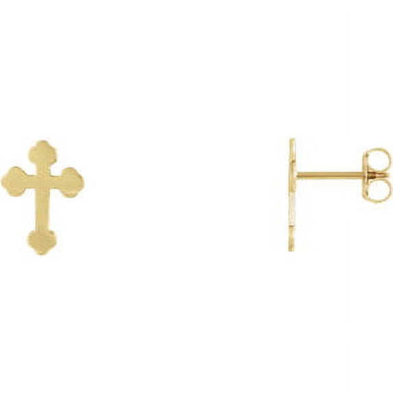 FB Jewels 14K Yellow Gold Pair 11.30X08.20 mm Polished Cross Earring With Backs