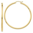 thumbnail image 1 of FB Jewels 14K Yellow Gold Polished 2mm Lightweight Tube Hoop Earrings, 1 of 4