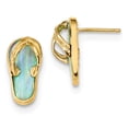thumbnail image 1 of FB Jewels 14K Yellow Gold Polished w/Created White Opal Flip Flop Post Earrings, 1 of 2