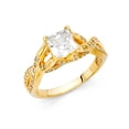 thumbnail image 1 of FB Jewels 14K Yellow Gold Princess Cut Square Shaped Cubic Zirconia CZ Engagement Ring Size 7.5, 1 of 1