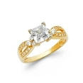 thumbnail image 1 of FB Jewels 14K Yellow Gold Princess Cut Square Shaped Cubic Zirconia CZ Pr Engagement Ring Size 8.5, 1 of 1