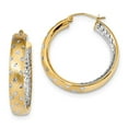 thumbnail image 1 of FB Jewels 14K Yellow Gold & Rhodium Polished, Satin & D/C In/Out Hoop Earrings, 1 of 2