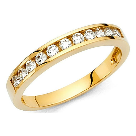 FB Jewels 14K Yellow Gold Ring Cubic Zirconia CZ Anniversary Wedding Band Size 10