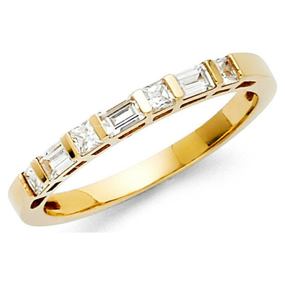 FB Jewels 14K Yellow Gold Ring Cubic Zirconia CZ Ladies Anniversary Wedding Band Size 12