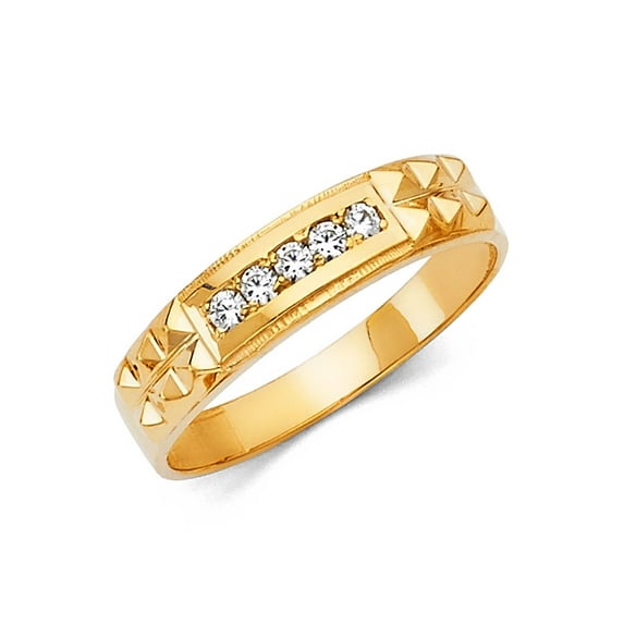 FB Jewels 14K Yellow Gold Ring Cubic Zirconia CZ Mens Anniversary Wedding Band Size 10