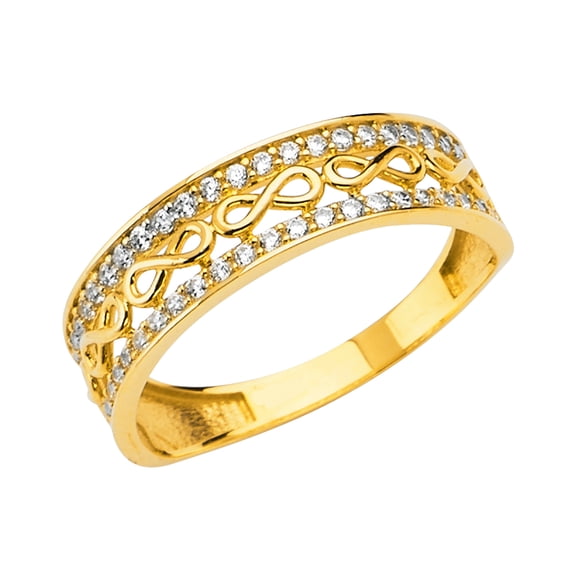 FB Jewels 14K Yellow Gold Ring Fashion Anniversary Cubic Zirconia CZ Band Size 10
