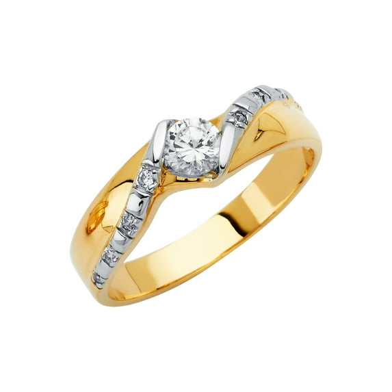 FB Jewels 14K Yellow Gold Ring Mens Cubic Zirconia CZ Anniversary Wedding Band / Trio Set Size 6