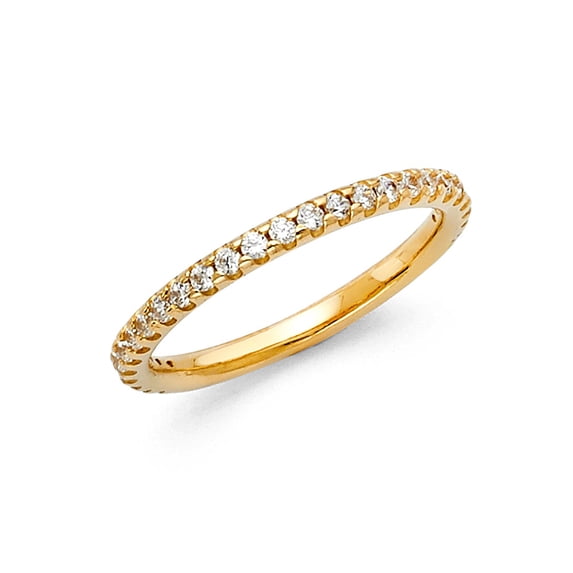 FB Jewels 14K Yellow Gold Ring Round Cubic Zirconia CZ Anniversary Wedding Band Size 10.5