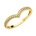thumbnail image 1 of FB Jewels 14K Yellow Gold Ring V-Shape Cubic Zirconia CZ Band Size 5.5, 1 of 1