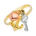 thumbnail image 1 of FB Jewels 14K Yellow Gold Ring W/Yellow White and Rose Three Color Gold Hanging Charm Size 10.5, 1 of 1
