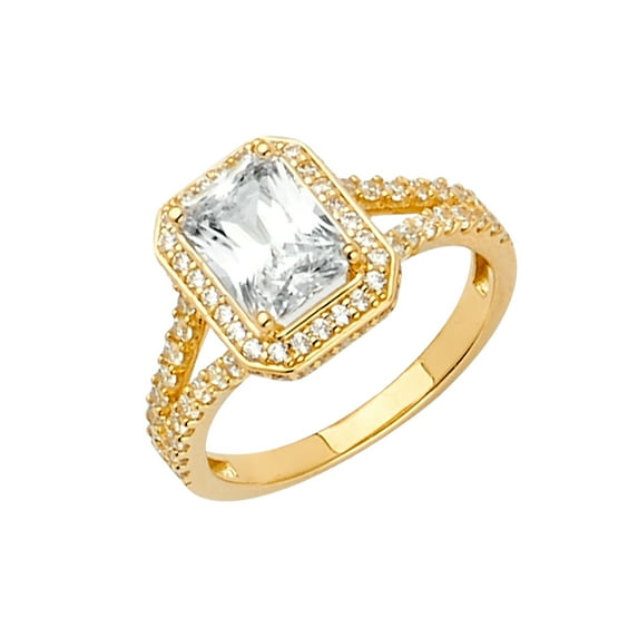 FB Jewels 14K Yellow Gold Round Cubic Zirconia CZ Engagement Ring / Set Size 8.5