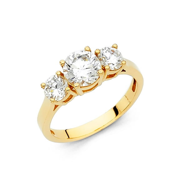 FB Jewels 14K Yellow Gold Round Cubic Zirconia CZ Engagement Ring Size 10