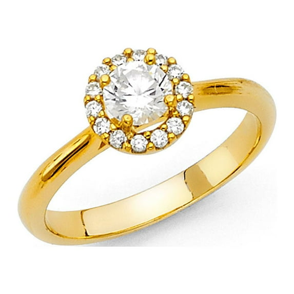 FB Jewels 14K Yellow Gold Round Cubic Zirconia CZ Engagement Ring Size 11