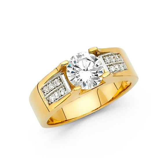 FB Jewels 14K Yellow Gold Round Cubic Zirconia CZ Engagement Ring Size 5.5