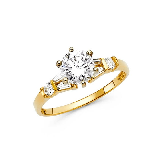 FB Jewels 14K Yellow Gold Round Cubic Zirconia CZ Engagement Ring Size 5