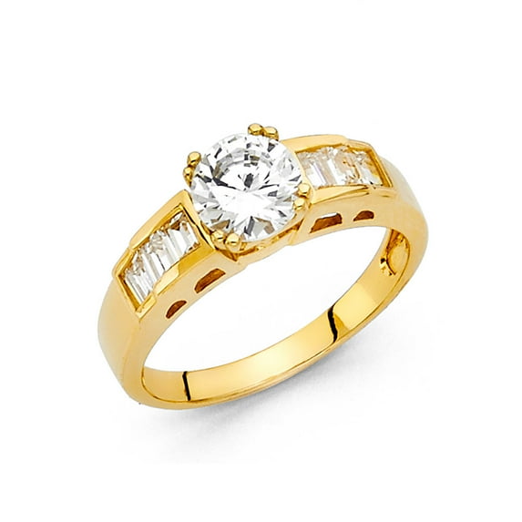 FB Jewels 14K Yellow Gold Round Cubic Zirconia CZ Engagement Ring Size 9