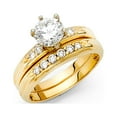 thumbnail image 1 of FB Jewels 14K Yellow Gold Round Cubic Zirconia CZ Wedding Band and Engagement Bridal Ring Two Piece Set Size 7, 1 of 1