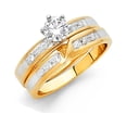 thumbnail image 1 of FB Jewels 14K Yellow Gold Round Cubic Zirconia CZ Wedding Band and Engagement Bridal Ring Two Piece Set Size 8.5, 1 of 1