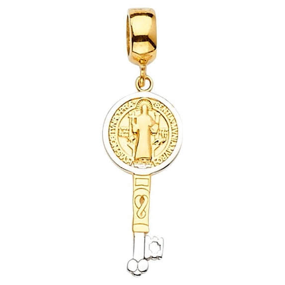 FB Jewels 14K Yellow Gold San Benito Charm For Mix&Match Bracelet Pendant 30mm X 9mm