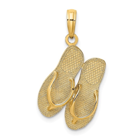 FB Jewels 14K Yellow Gold San Diego High Polish Double Flip-Flop Large Pendant
