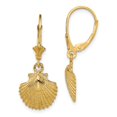 thumbnail image 1 of FB Jewels 14K Yellow Gold Scallop Shell Leverback Earrings 2D Text, 1 of 3