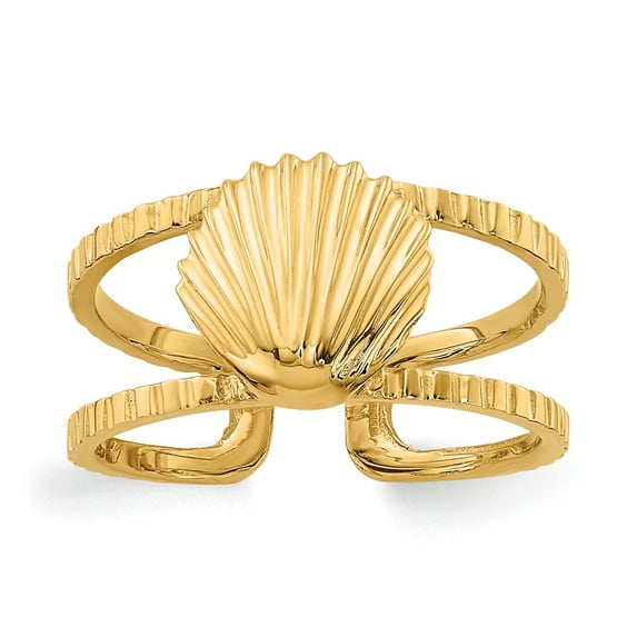 FB Jewels 14K Yellow Gold Sea Shell Toe Ring