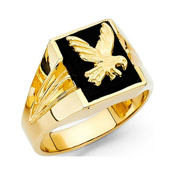 FB Jewels 14K Yellow Gold Simulated Onyx Mens Fashion Anniversary Ring Size 10