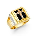 thumbnail image 1 of FB Jewels 14K Yellow Gold Simulated Onyx Mens Fashion Anniversary Ring Size 11.5, 1 of 1