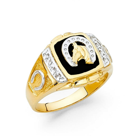 FB Jewels 14K Yellow Gold Simulated Onyx Mens Fashion Anniversary Ring Size 11