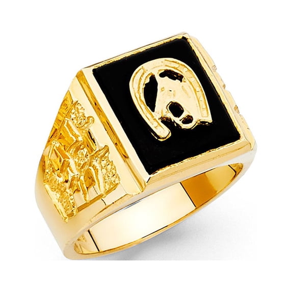 FB Jewels 14K Yellow Gold Simulated Onyx Mens Fashion Anniversary Ring Size 12