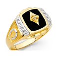 thumbnail image 1 of FB Jewels 14K Yellow Gold Simulated Onyx Mens Fashion Anniversary Ring Size 6, 1 of 1