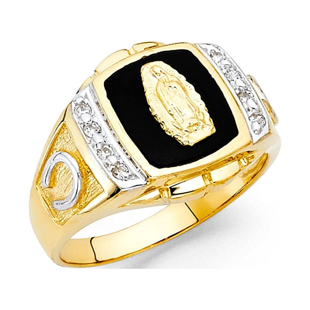 FB Jewels 14K Yellow Gold Simulated Onyx Our Lady of Guadalupe Virgin ...