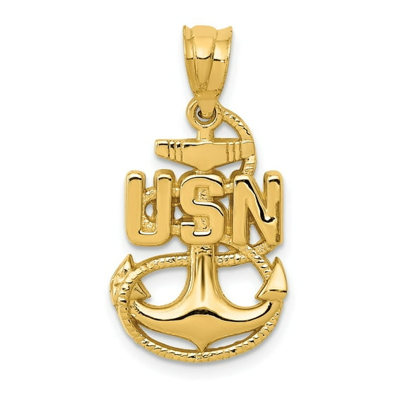 FB Jewels 14K Yellow Gold United States Navy Anchor Pendant