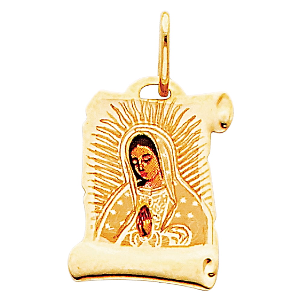 FB Jewels 14K Yellow Gold Virgen De Our Lady of Guadalupe Virgin Mary ...