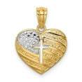 thumbnail image 1 of FB Jewels 14K Yellow Gold White Rhodium Usa Flag with Cross Heart Pendant, 1 of 4