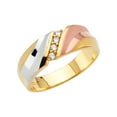 thumbnail image 1 of FB Jewels 14K Yellow White and Rose Gold Ring Mens Cubic Zirconia CZ Anniversary Wedding Band / Trio Set Size 11, 1 of 1