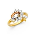 thumbnail image 1 of FB Jewels 14K Yellow White and Rose Three Color Gold Cubic Zirconia CZ Fashion Anniversary Dolphin Ring Size 5, 1 of 1