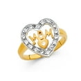 thumbnail image 1 of FB Jewels 14K Yellow White and Rose Three Color Gold Cubic Zirconia CZ Mothers Ring Size 6, 1 of 1