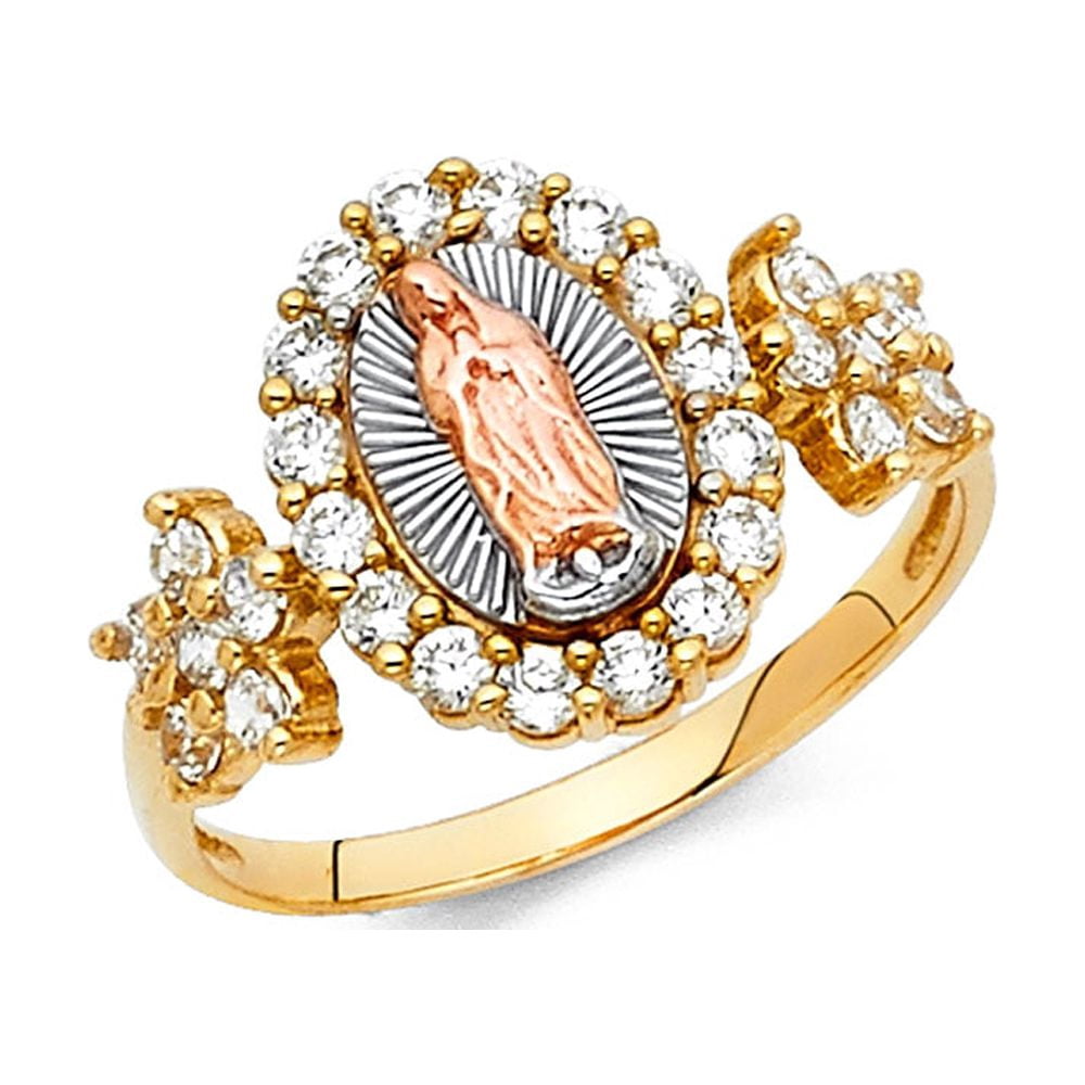 FB Jewels 14K Yellow White and Rose Three Color Gold Cubic Zirconia CZ ...