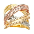 thumbnail image 1 of FB Jewels 14K Yellow White and Rose Three Color Gold Fashion Anniversary Cubic Zirconia CZ Ring Size 7.5, 1 of 1