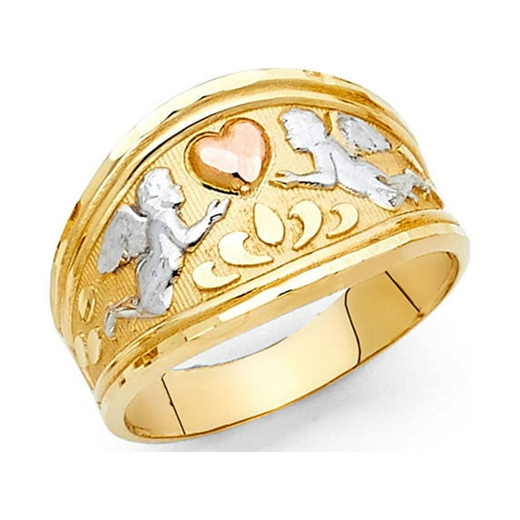 FB Jewels 14K Yellow White and Rose Three Color Gold Fashion Anniversary Ring Size 12