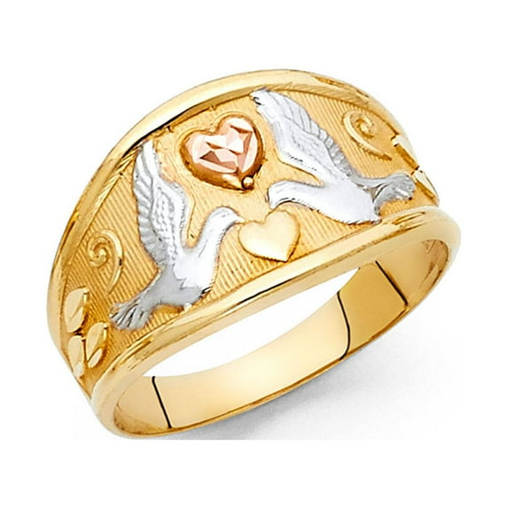 FB Jewels 14K Yellow White and Rose Three Color Gold Fashion Anniversary Ring Size 6.5
