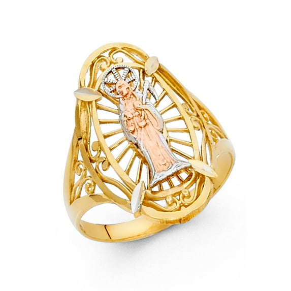 FB Jewels 14K Yellow White and Rose Three Color Gold Fashion Anniversary Ring Size 6