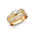 thumbnail image 1 of FB Jewels 14K Yellow White and Rose Three Color Gold Ladies Round Cubic Zirconia CZ Wedding Band and Engagement Bridal Ring Two Piece Set Size 9, 1 of 1