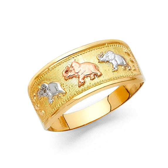 FB Jewels 14K Yellow White and Rose Three Color Gold Lucky Yellow Gold Ring Size 11.5
