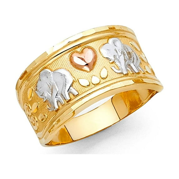 FB Jewels 14K Yellow White and Rose Three Color Gold Lucky Yellow Gold Ring Size 12