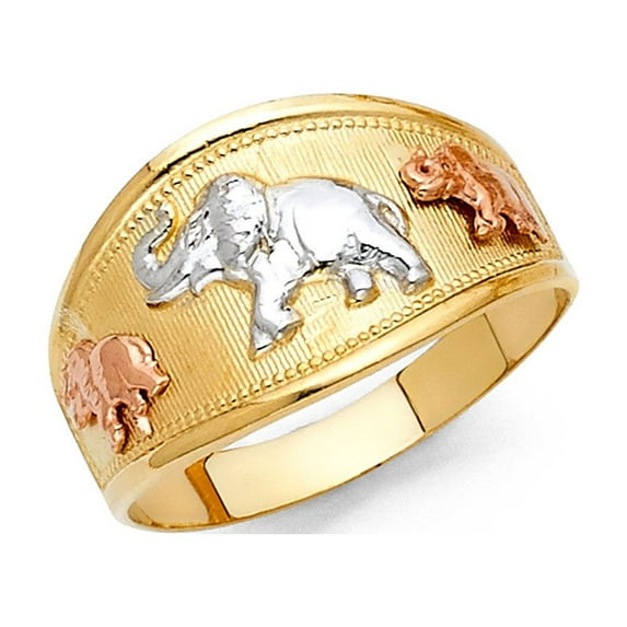 FB Jewels 14K Yellow White and Rose Three Color Gold Lucky Yellow Gold Ring Size 6